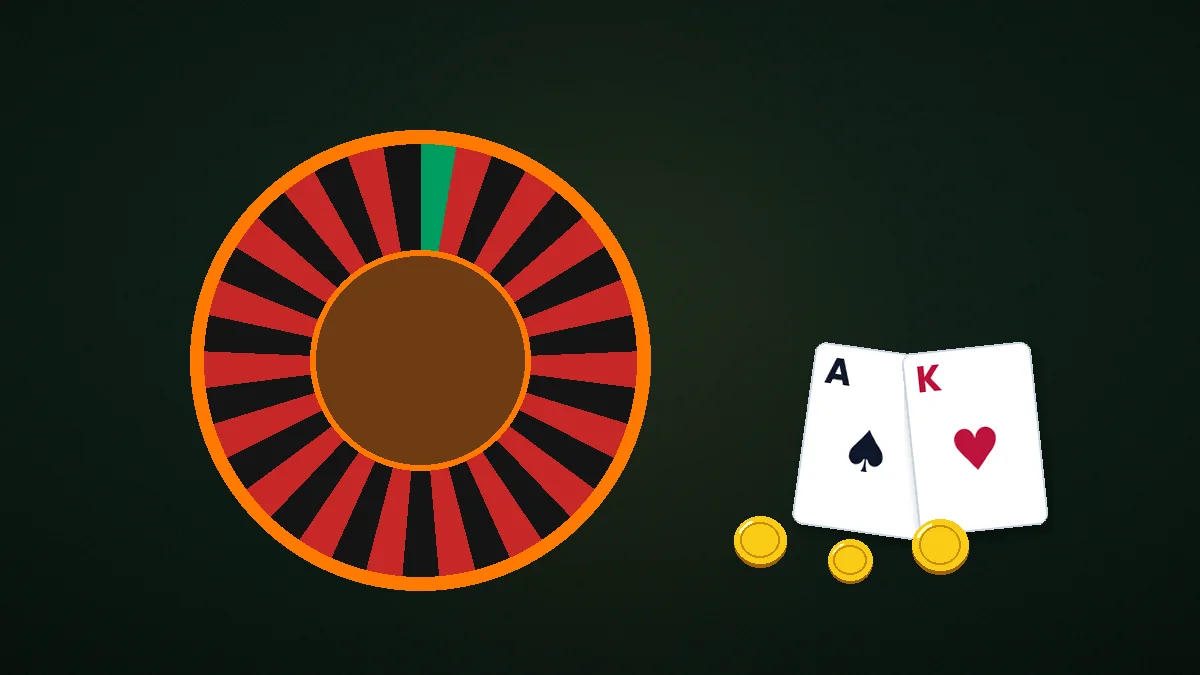 Roulette et cartes de blackjack