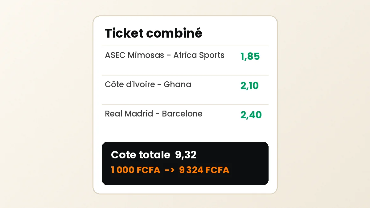 Ticket de pari combiné sur trois matchs